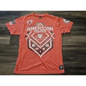 American Fighter Men Shirt 2XL Red Graphic Logo Shield Activewear Short  Sleeve